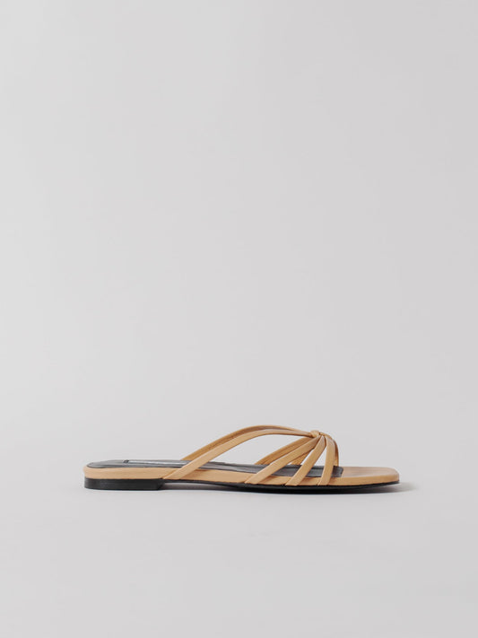 Blankens The Jennie Flat Beige-skinnsandaler NWT