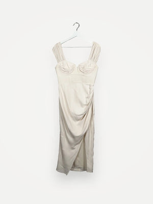 Self-Portrait Ivory Stretch Crepe Midi Dress
