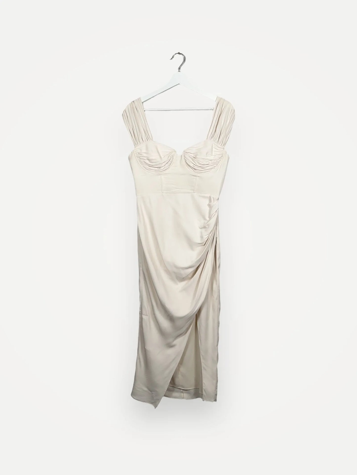 Self-Portrait Ivory Stretch Crepe Midi Dress