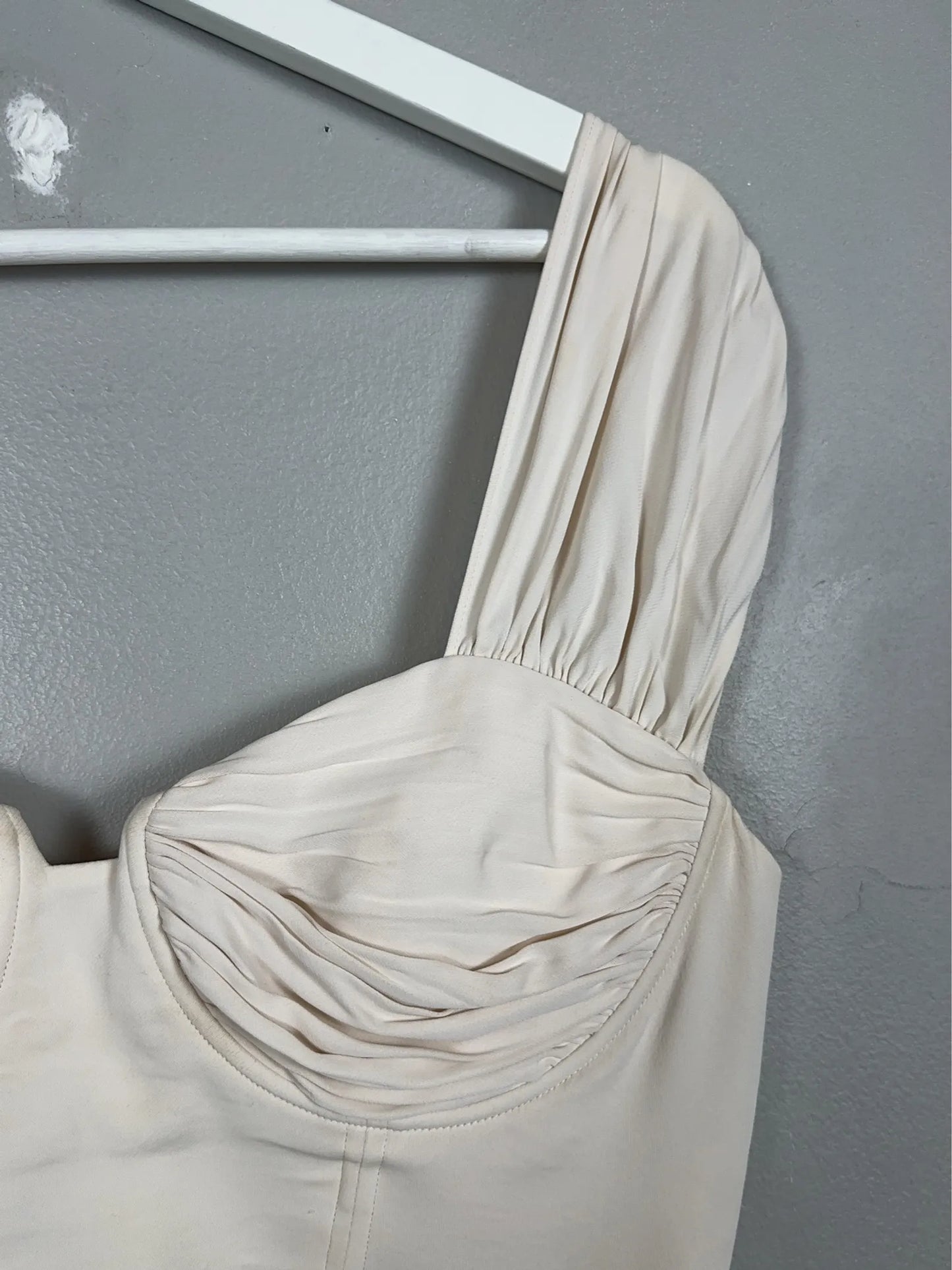 Self-Portrait Ivory Stretch Crepe Midi Dress