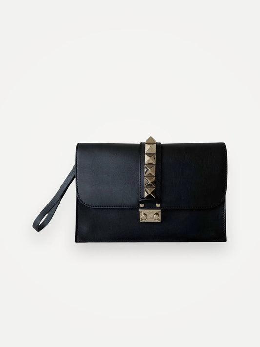 Valentino Rockstud Leather Flap-skinnhandväska