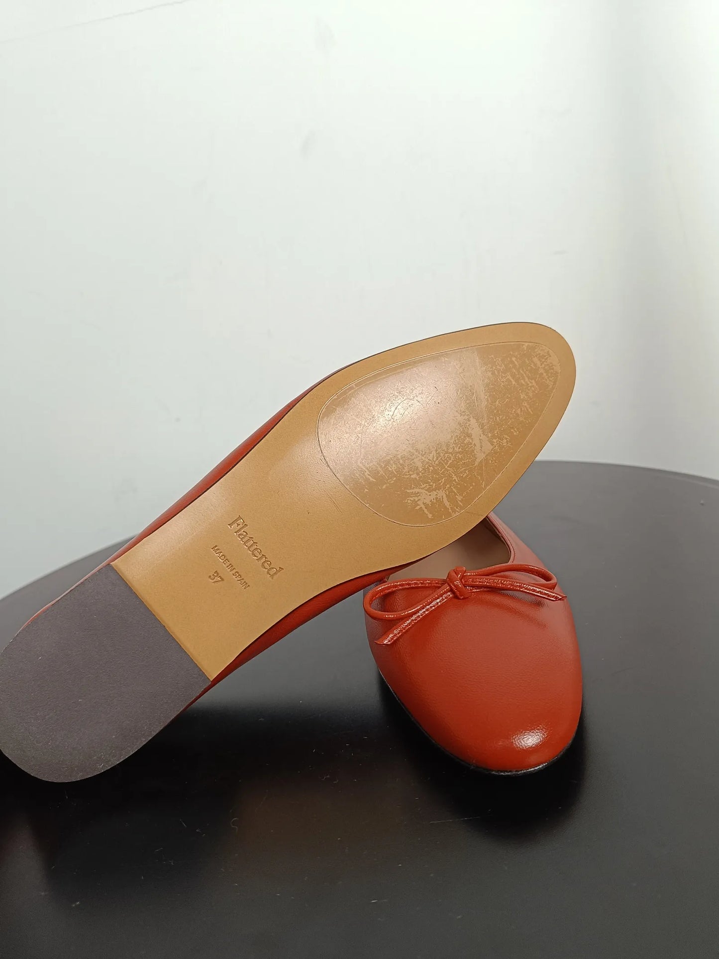 Flattered Bodil Leather Brick Red-skinnballerinaskor