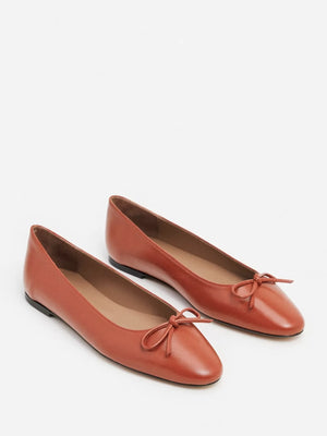 Flattered Bodil Leather Brick Red-skinnballerinaskor