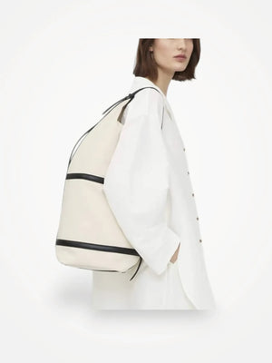 Toteme Leather-trimmed Canvas Sling-skinnaxelremsväska NWOT
