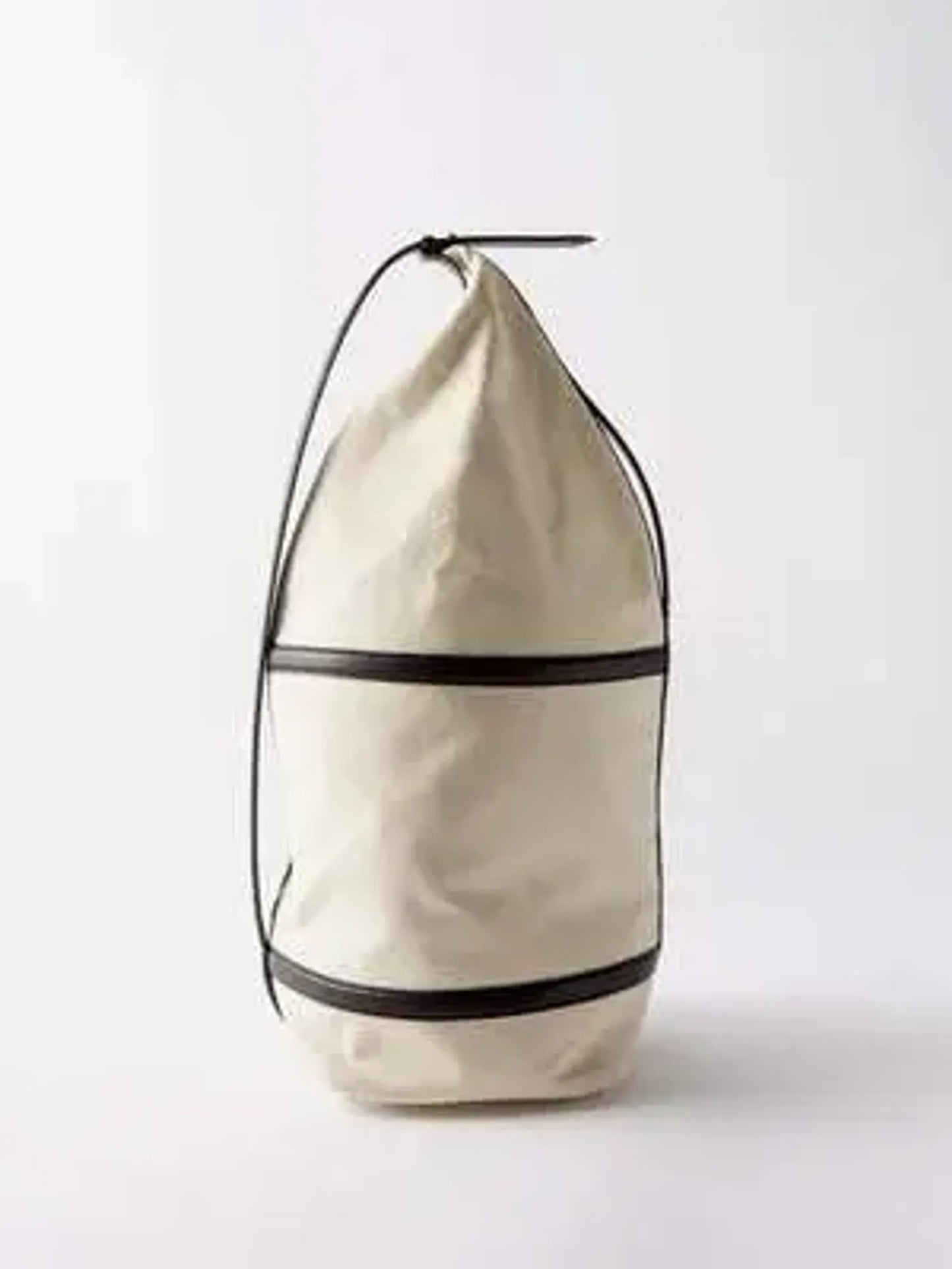 Toteme Leather-trimmed Canvas Sling-skinnaxelremsväska NWOT