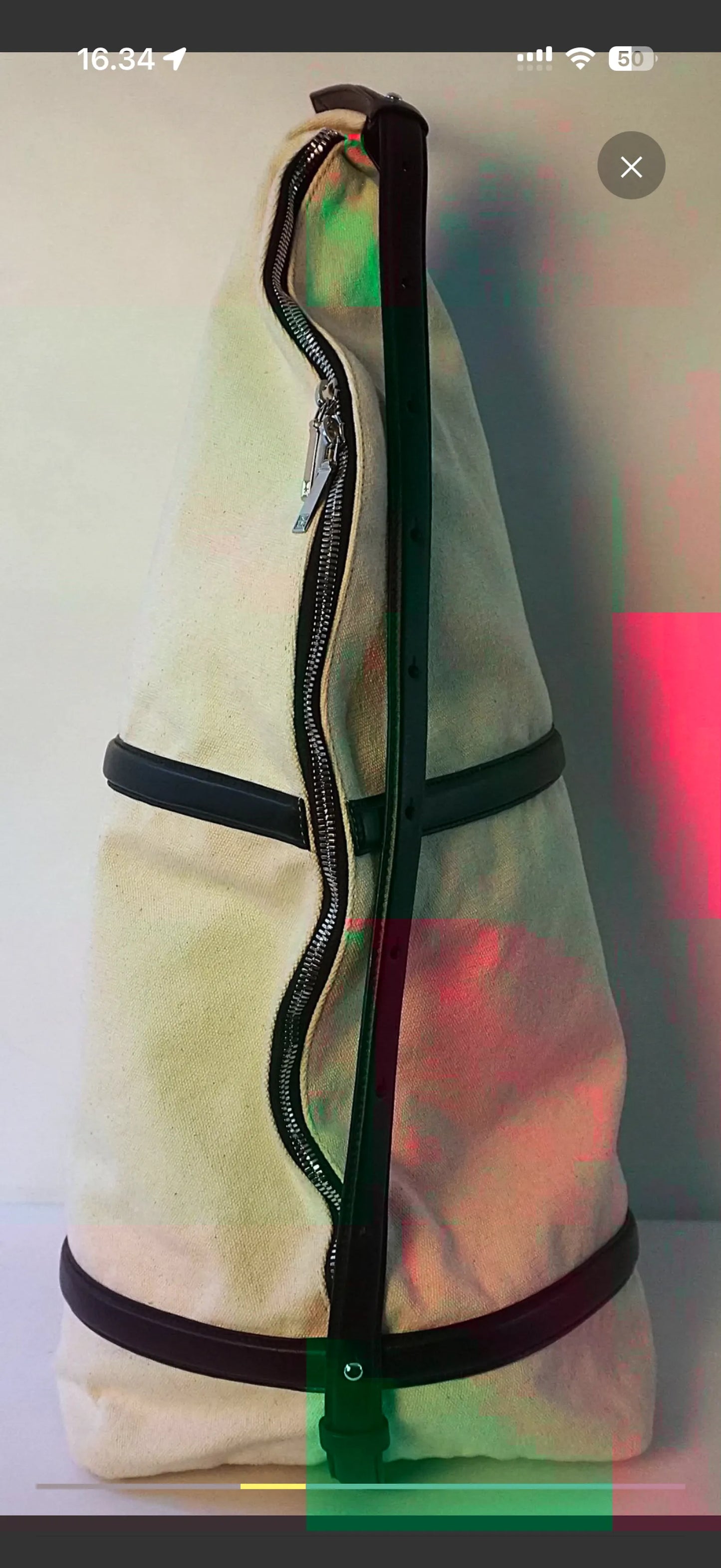 Toteme Leather-trimmed Canvas Sling-skinnaxelremsväska NWOT