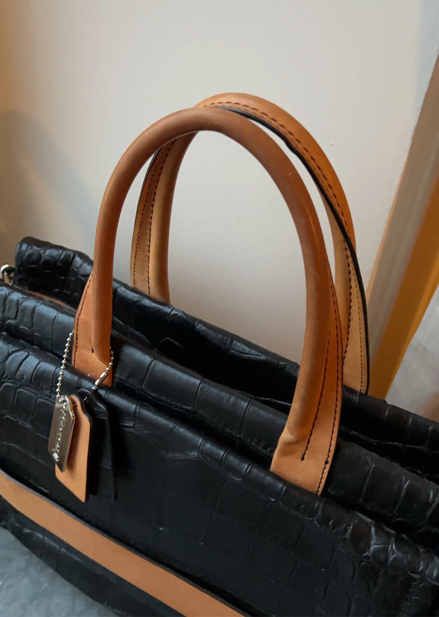 Coach Bleecker Matte Croc Embossed Leather Handbag