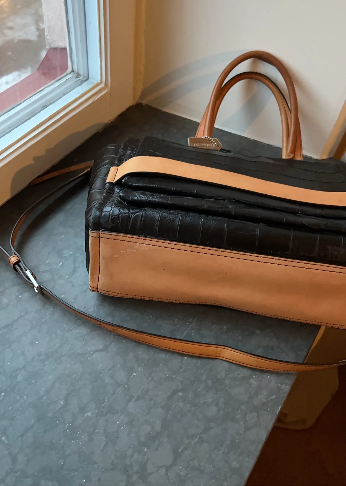 Coach Bleecker Matte Croc Embossed Leather Handbag