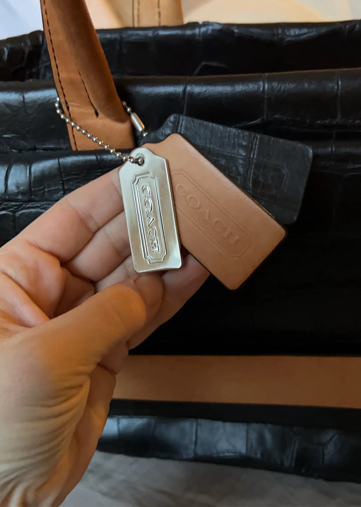 Coach Bleecker Matte Croc Embossed Leather Handbag