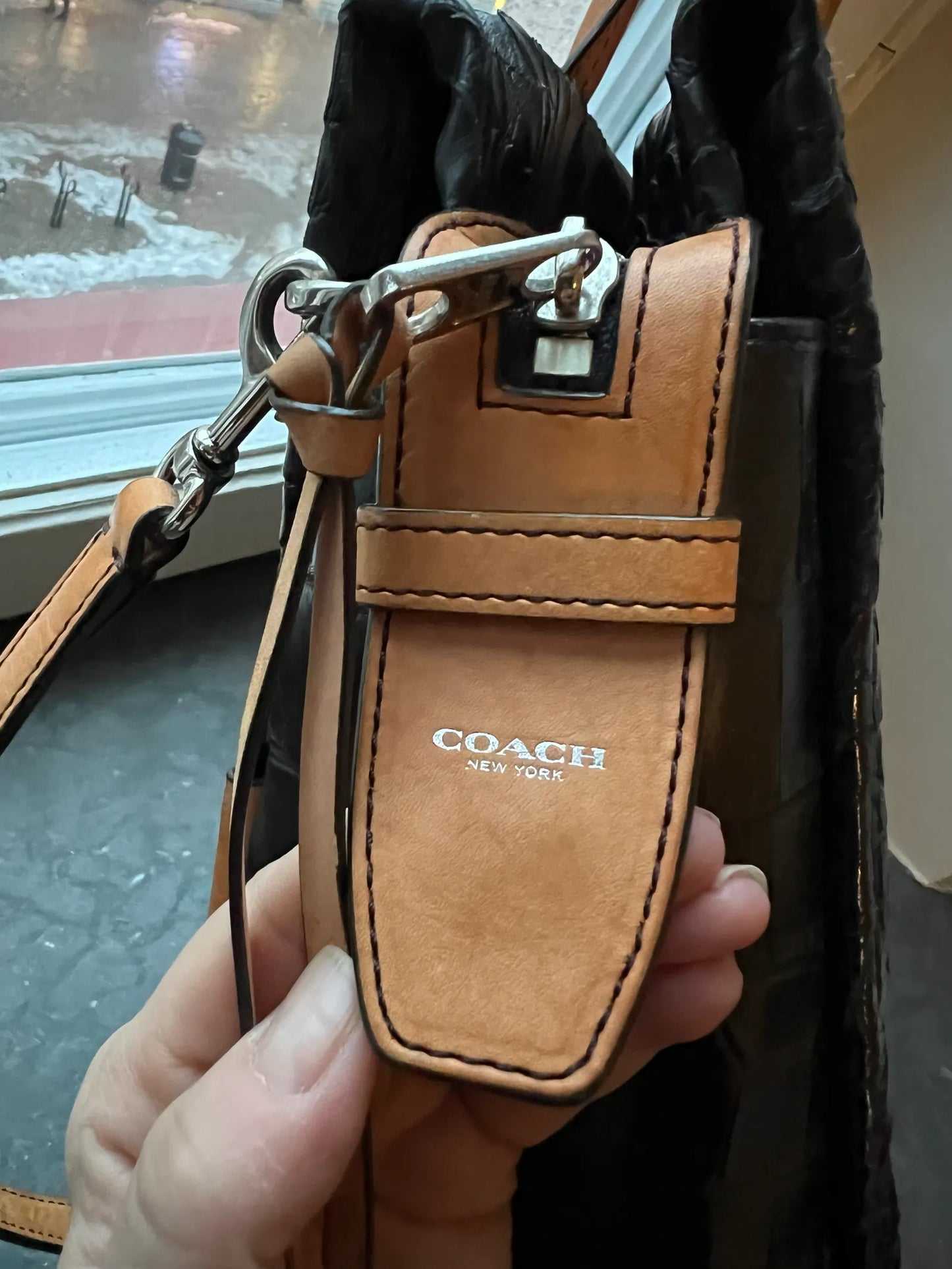 Coach Bleecker Matte Croc Embossed Leather Handbag