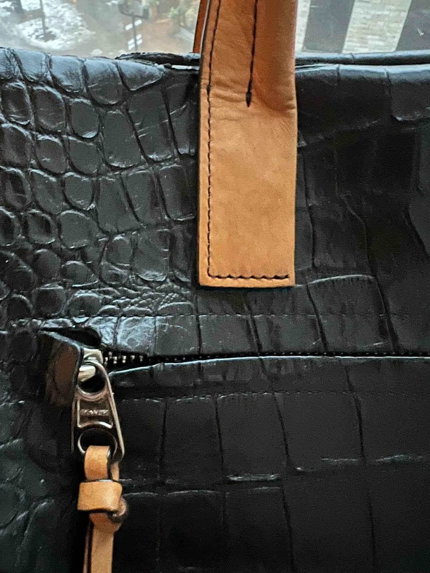 Coach Bleecker Matte Croc Embossed Leather Handbag
