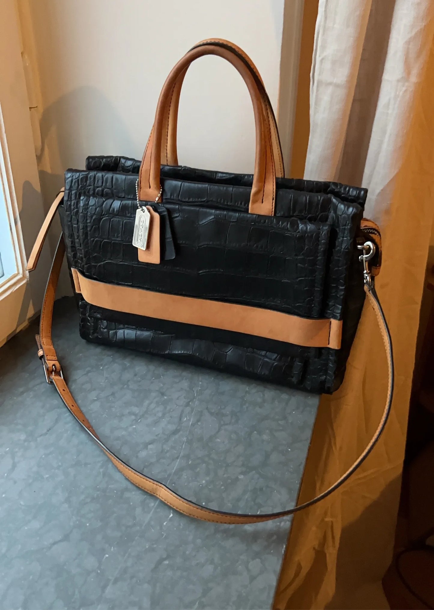 Coach Bleecker Matte Croc Embossed Leather Handbag