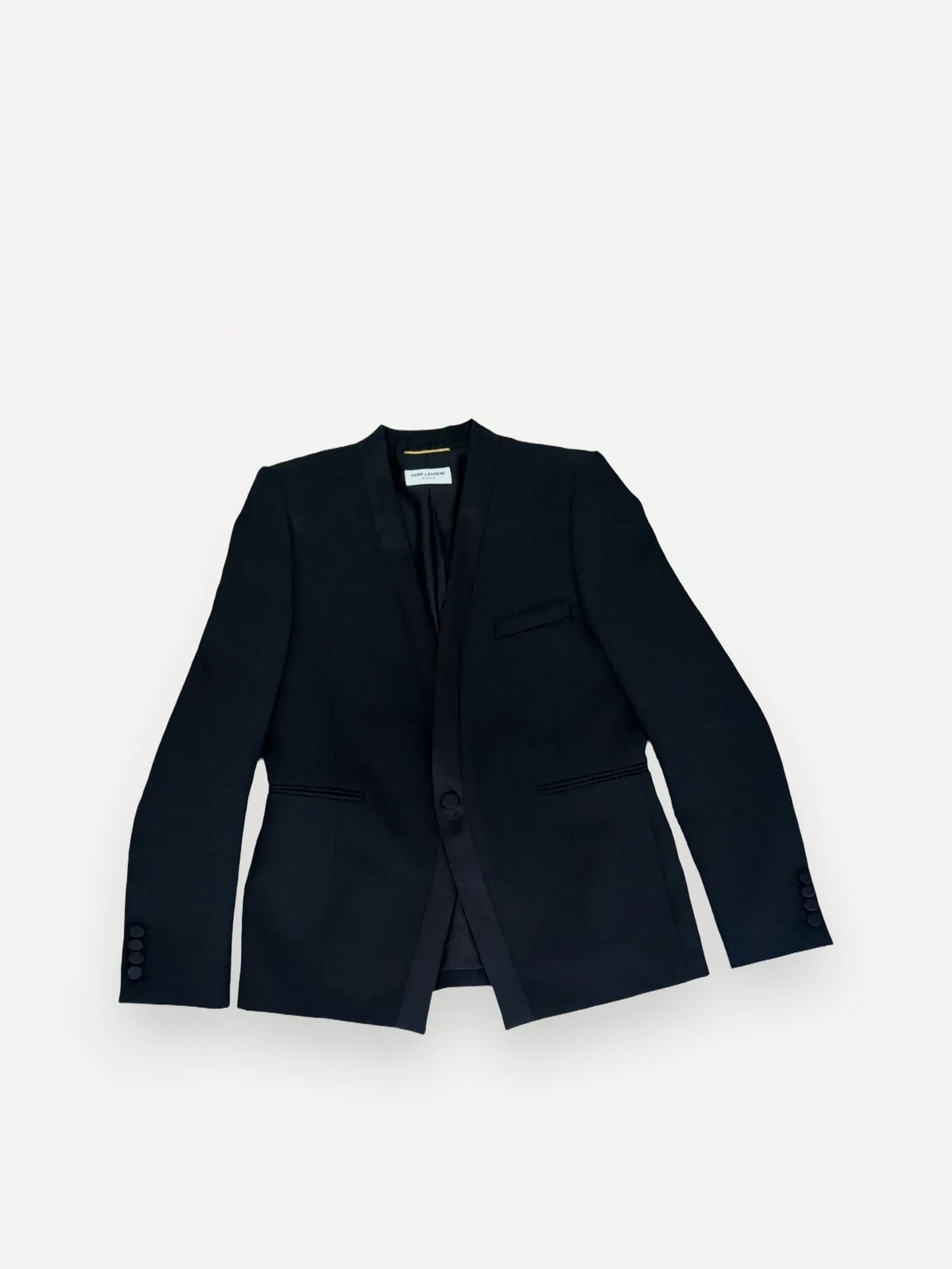 Saint Laurent Tuxedo / Satin-trimmed Wool-ullkavaj