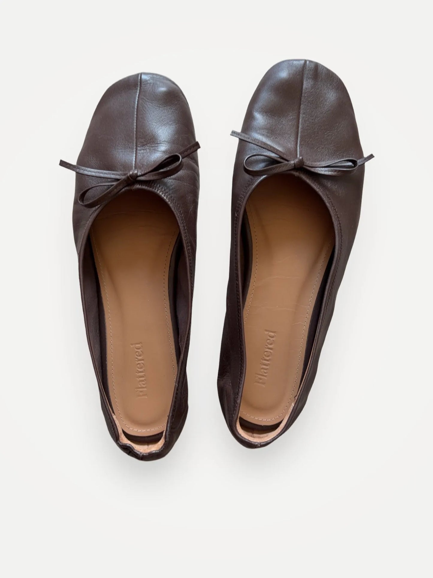 Flattered Blaise Leather Chocolate-skinnballerinaskor