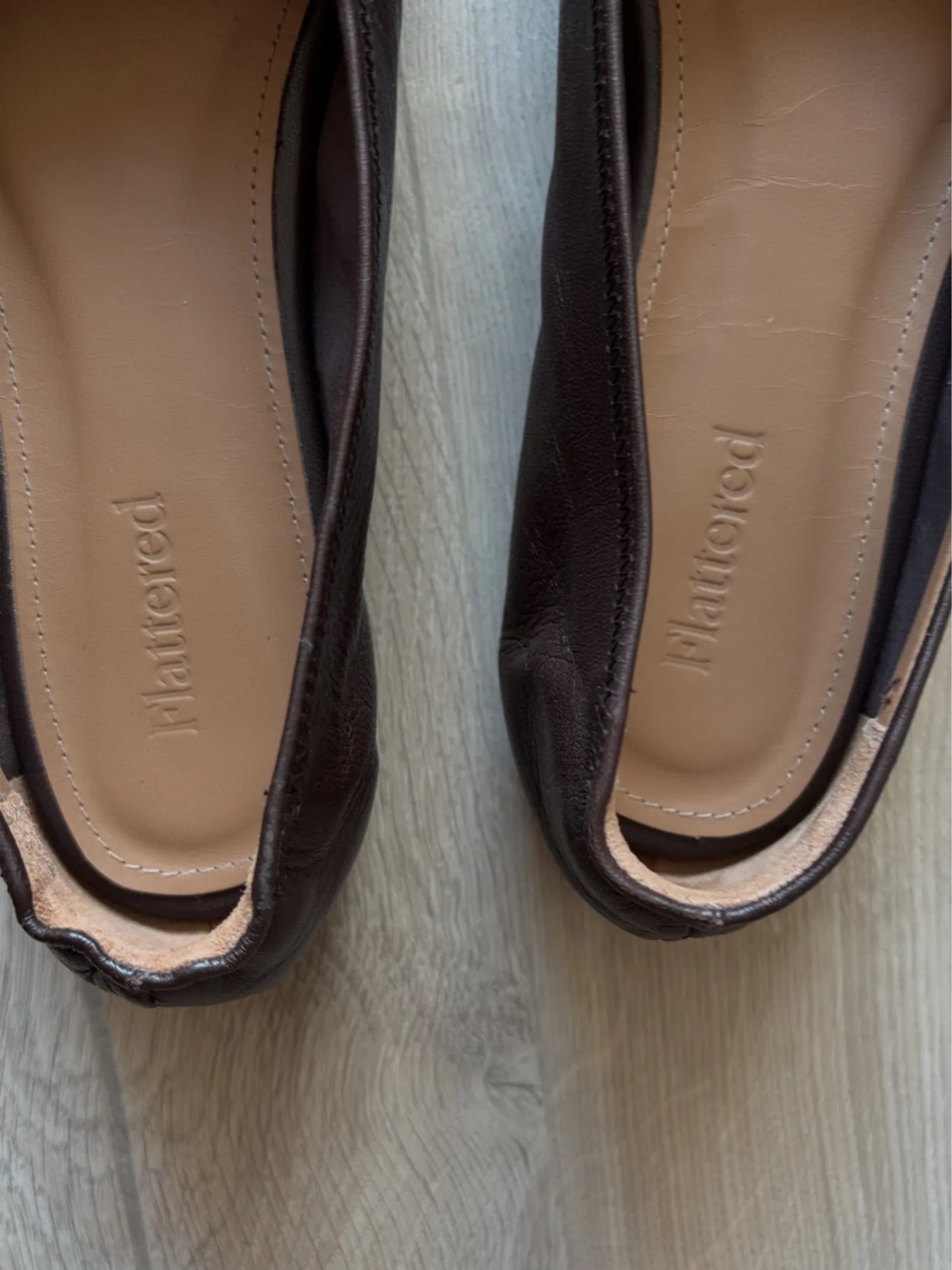 Flattered Blaise Leather Chocolate-skinnballerinaskor