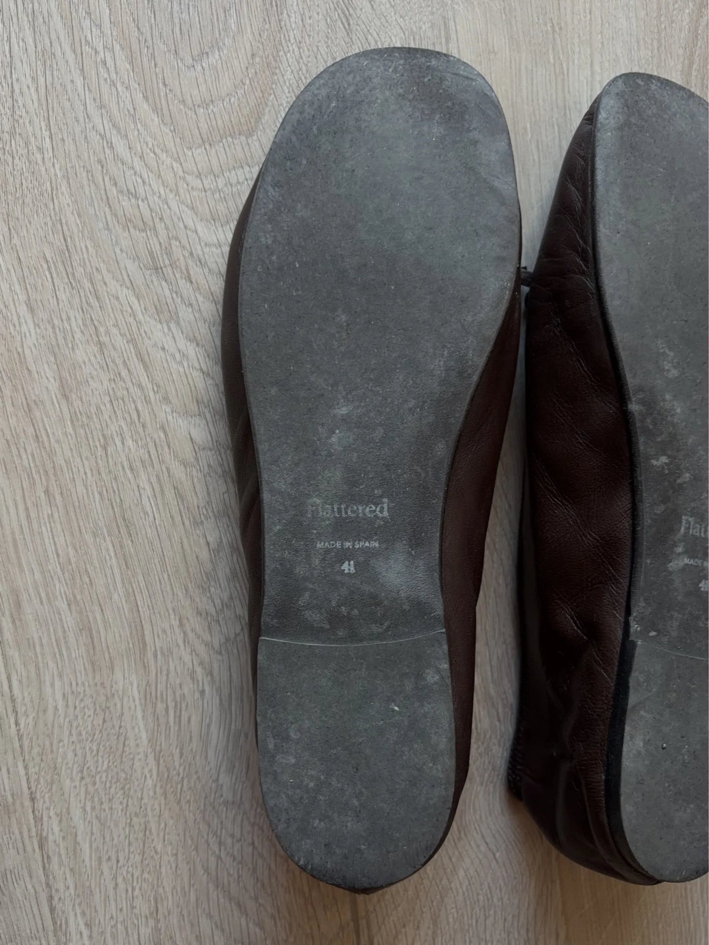 Flattered Blaise Leather Chocolate-skinnballerinaskor