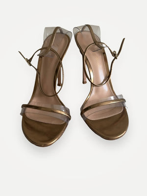 Gianvito Rossi Plexi Metallic In Gold Heels