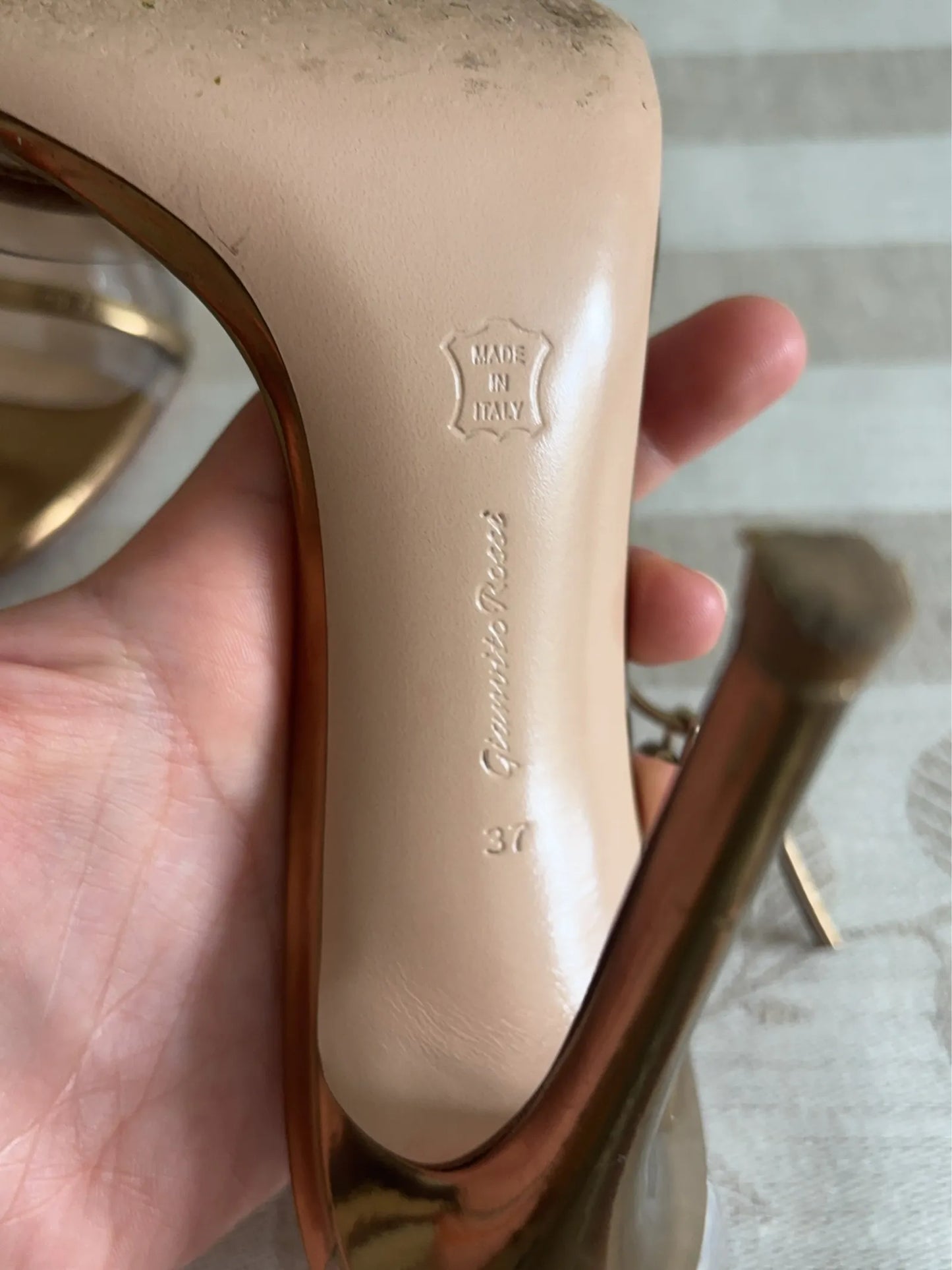 Gianvito Rossi Plexi Metallic In Gold Heels
