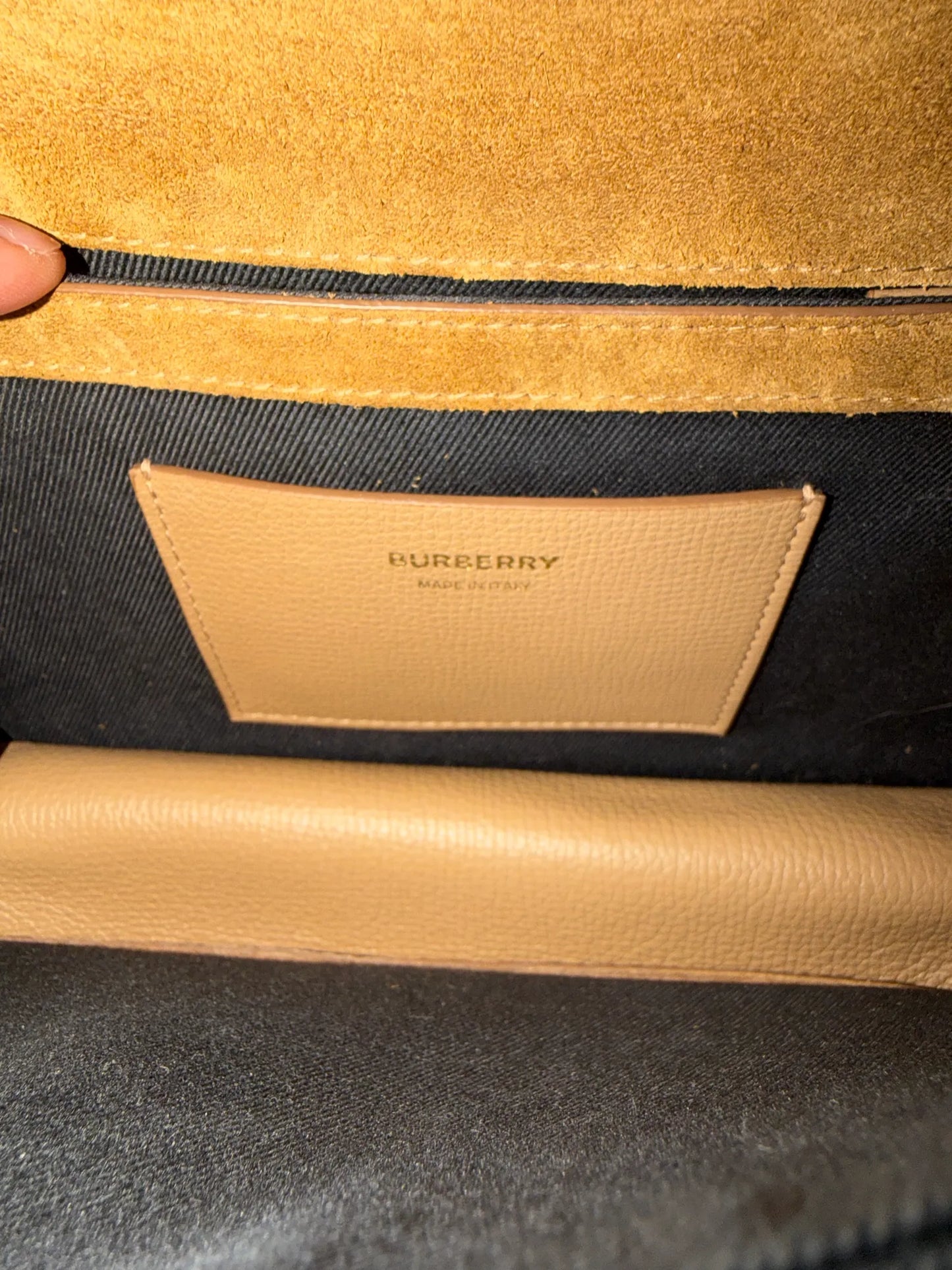 Burberry Macken Leather And House Check Canvas Baby Shoulder Shoulder bag