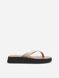 Flattered Brooke creme leather-skinnflip-flops