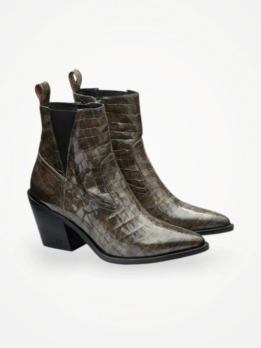 Scotch & Soda Abbey Leather Snake-effect Ankle-skinnboots