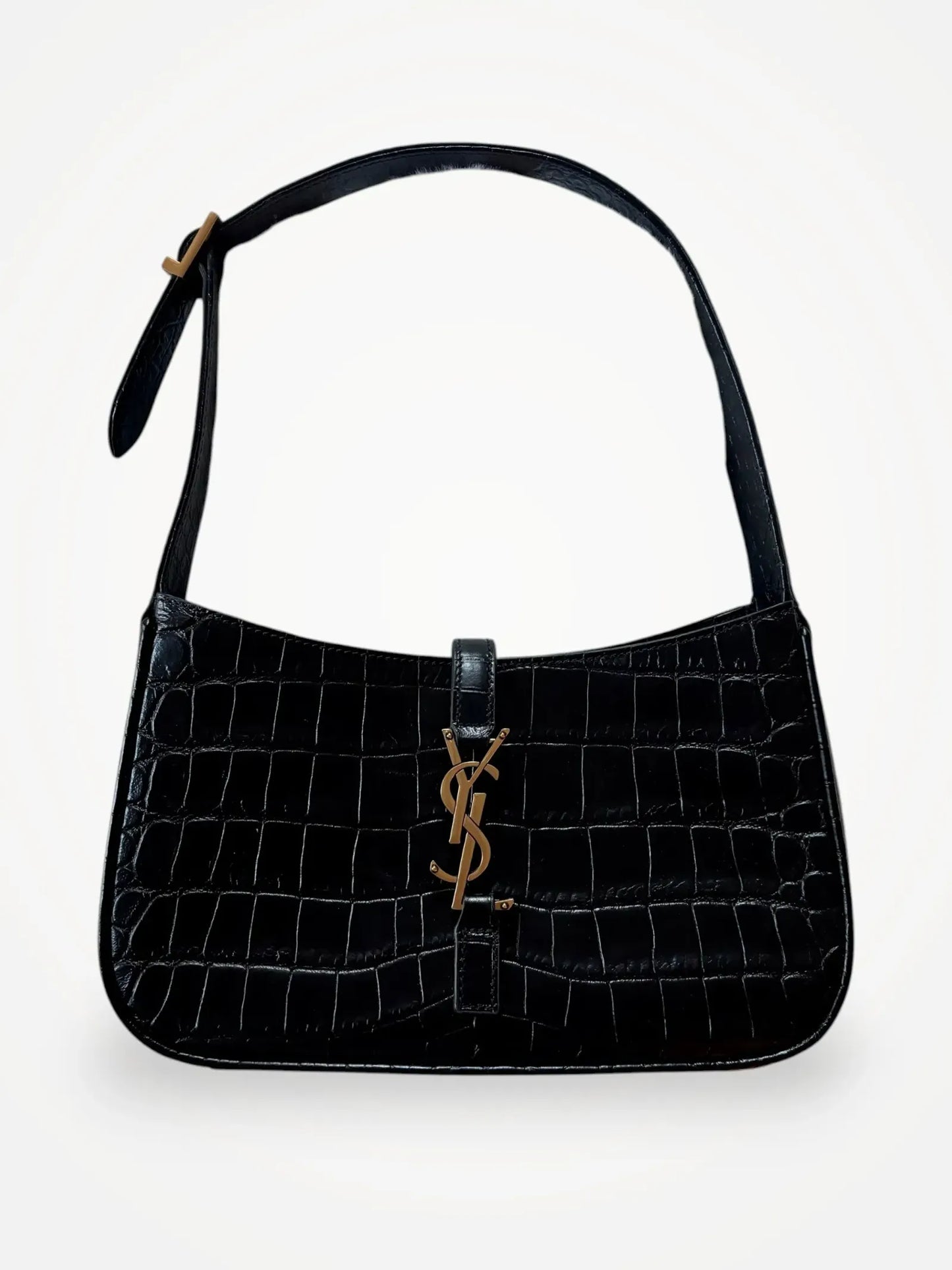 Yves Saint Laurent Le 5 À 7 In Crocodile-embossed Shiny Leather Handbag