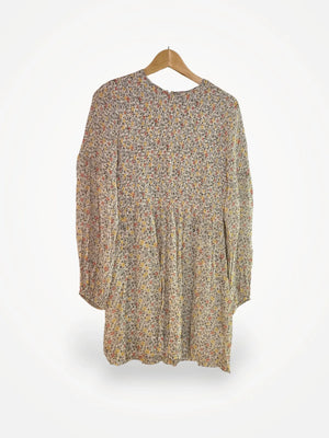 Ganni Georgette Floral Print Smocked Mini Dress