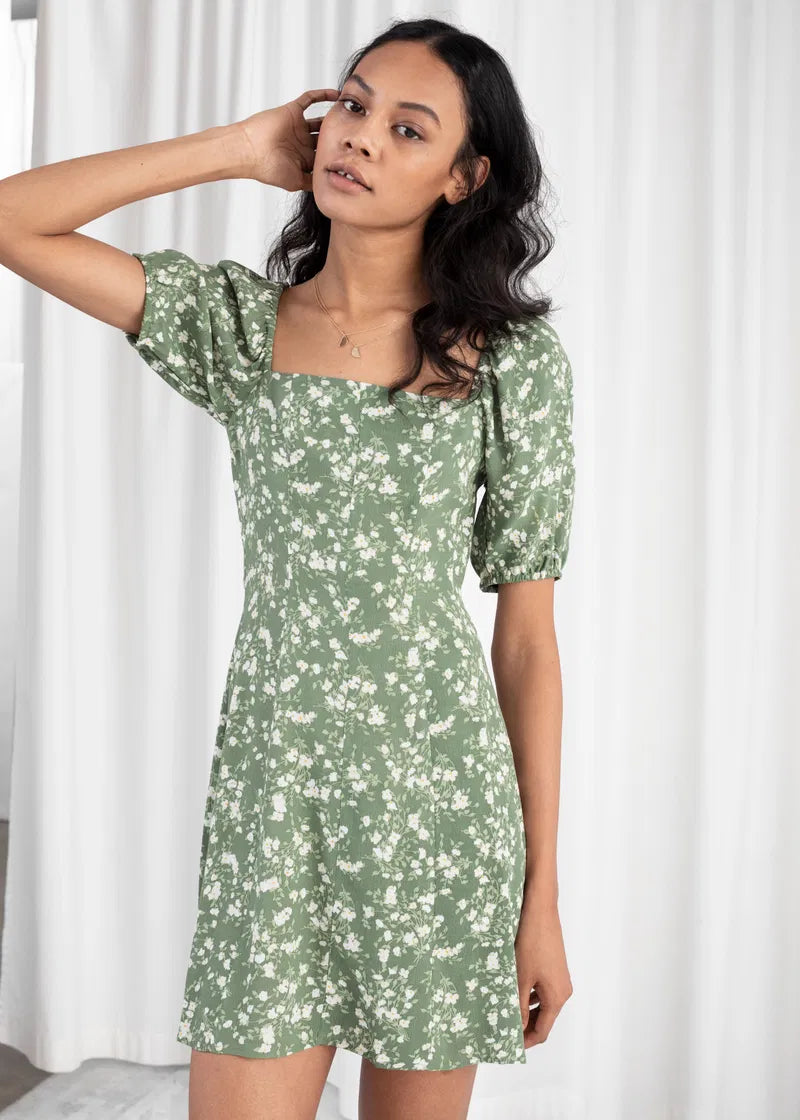 & Other Stories Puff Sleeve Mini Dress