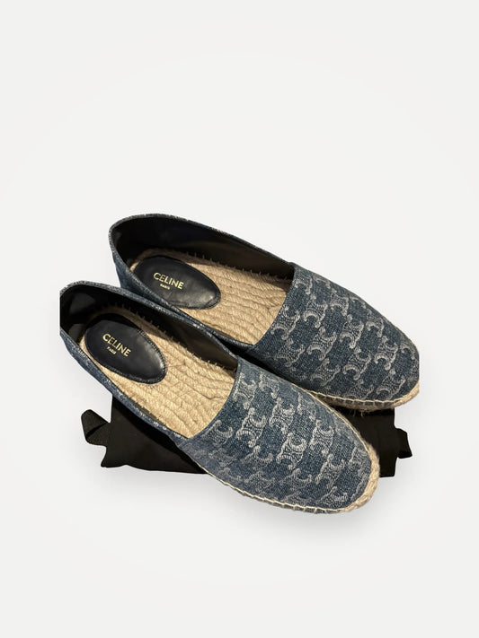 Céline Triomphe Stamped Denim-ballerinaskor