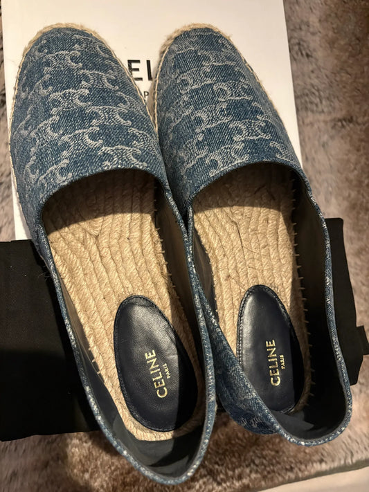 Céline Triomphe Stamped Denim-ballerinaskor