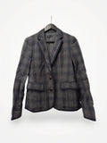 Massimo Dutti Gray Checked Wool Blazer