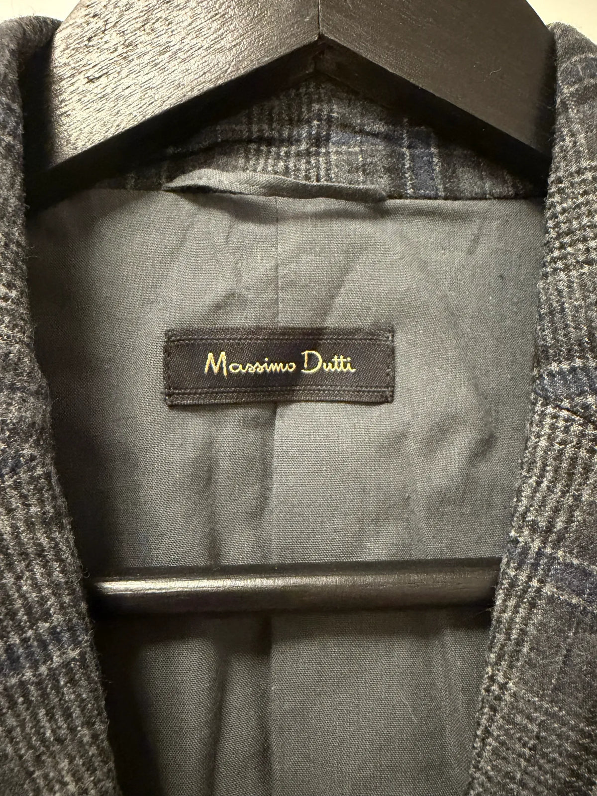 Massimo Dutti Gray Checked Wool-ullkavaj