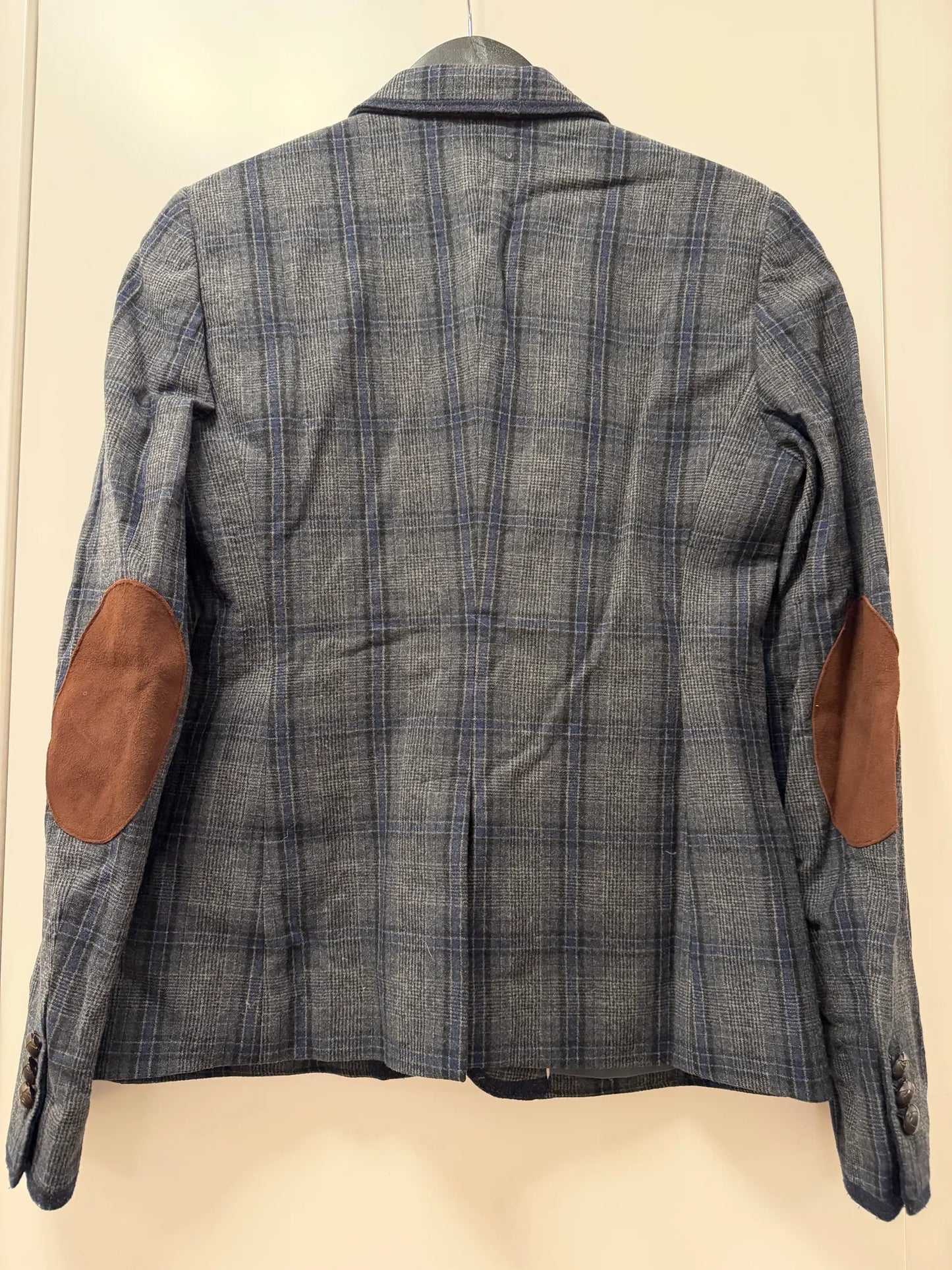 Massimo Dutti Gray Checked Wool Blazer