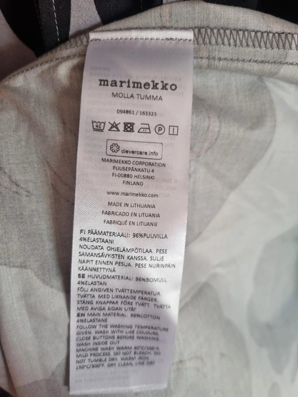 Marimekko Molla Tumma-klänning NWT