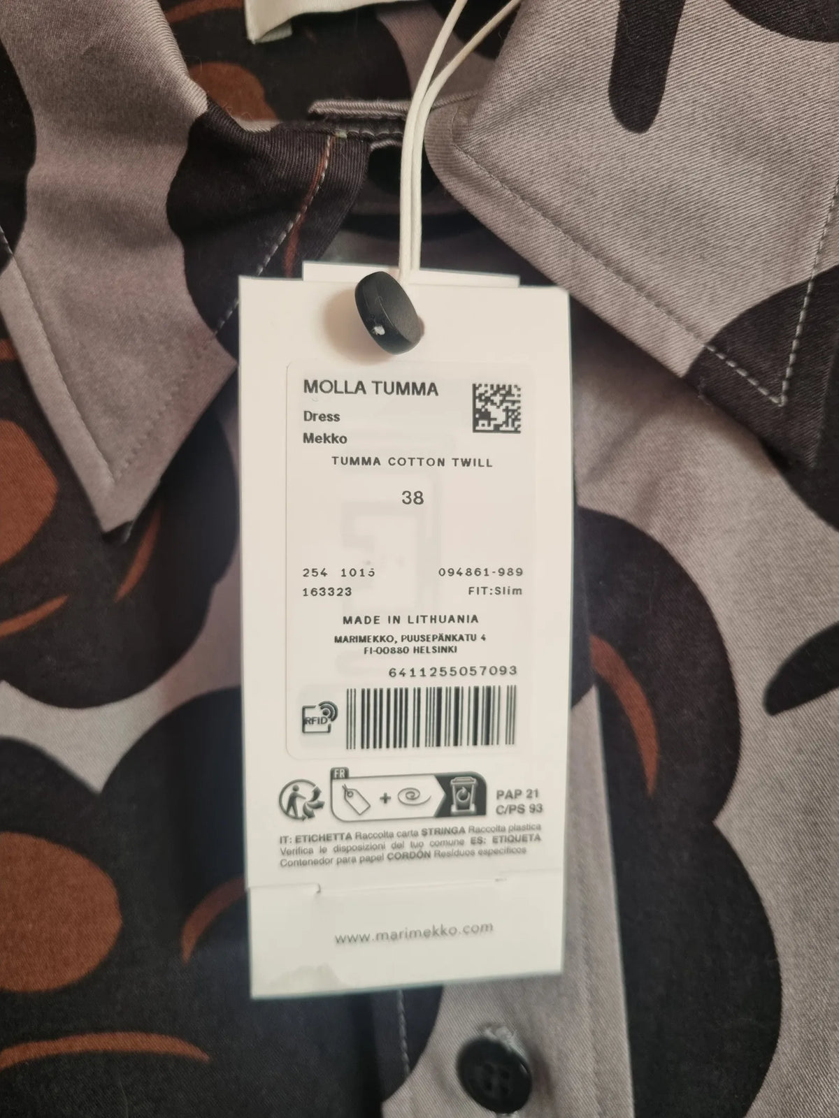 Marimekko Molla Tumma-klänning NWT