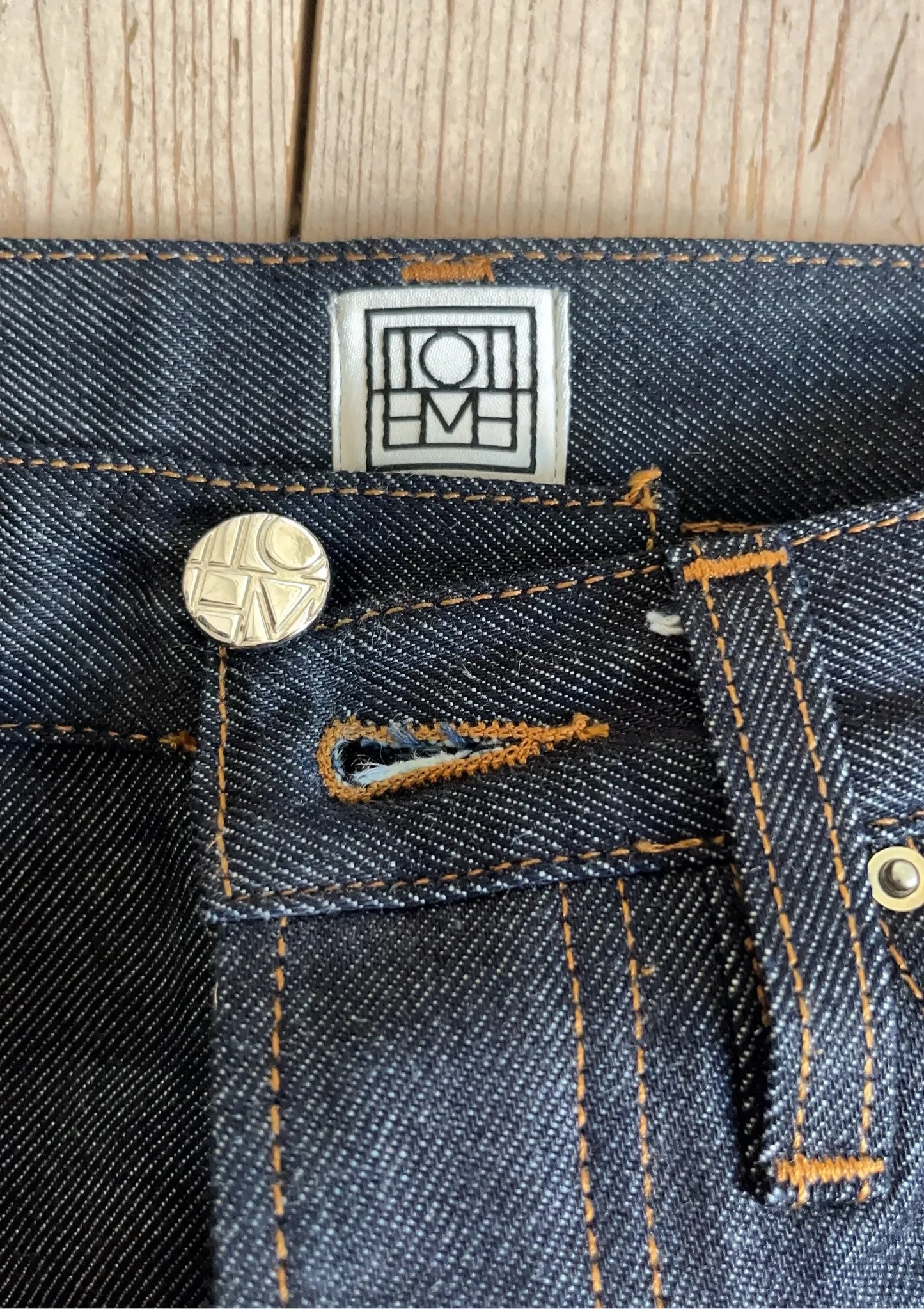 Toteme Twisted Seam Full Length Raw Blue Jeans