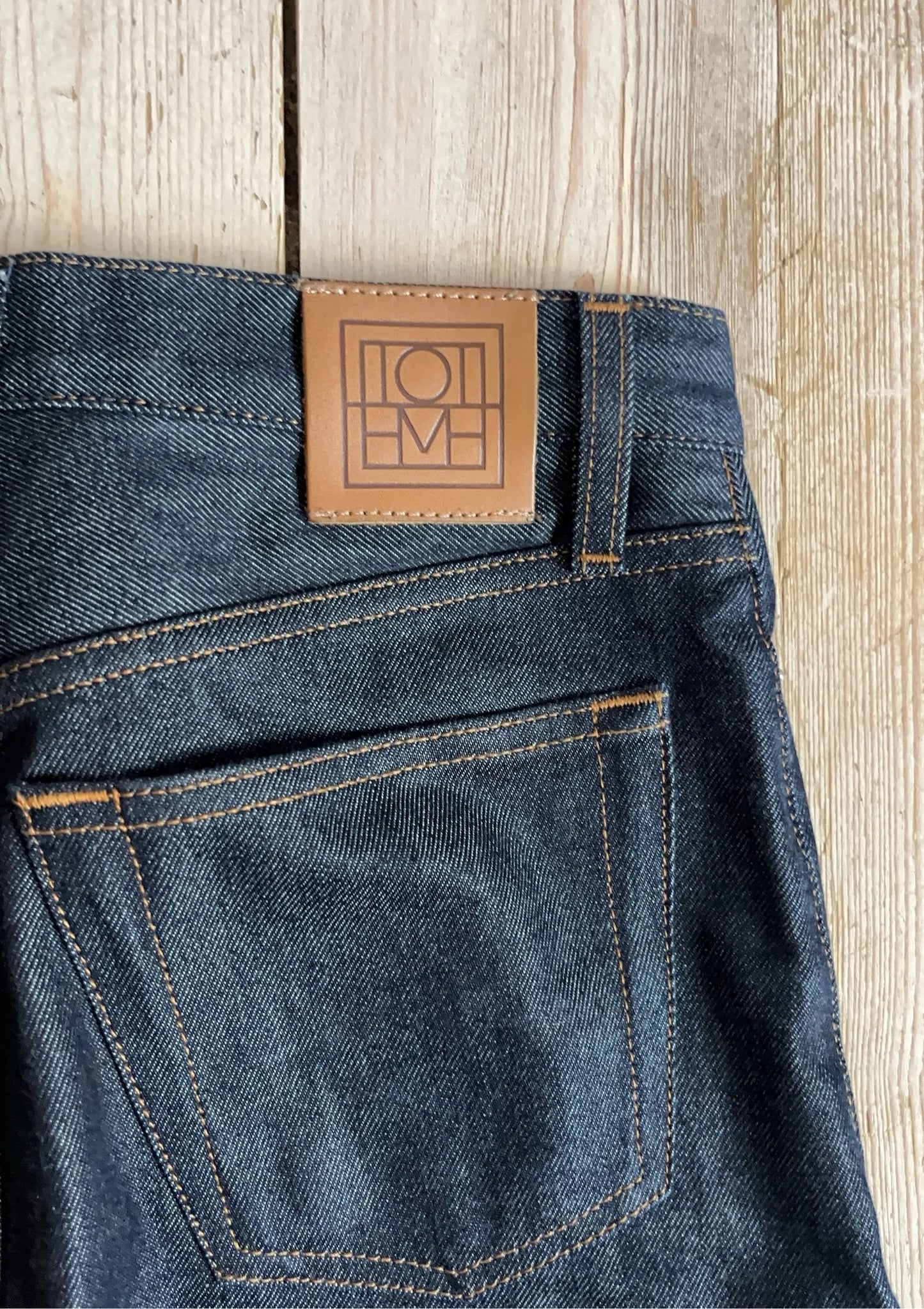 Toteme Twisted Seam Full Length Raw Blue Jeans