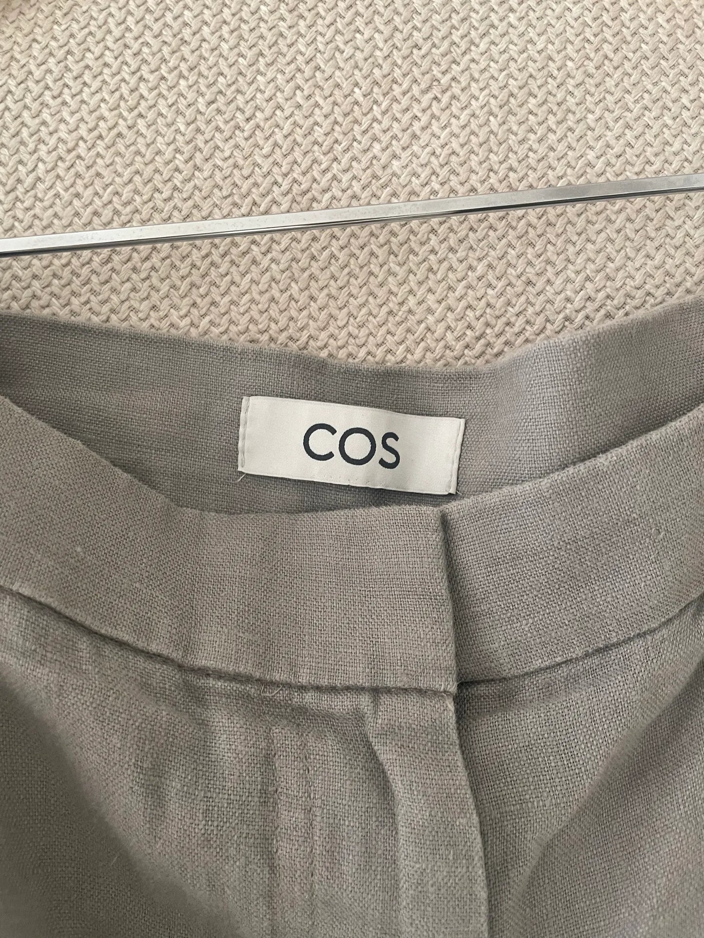 Cos Wide Leg Tailored Linen Stone Trousers