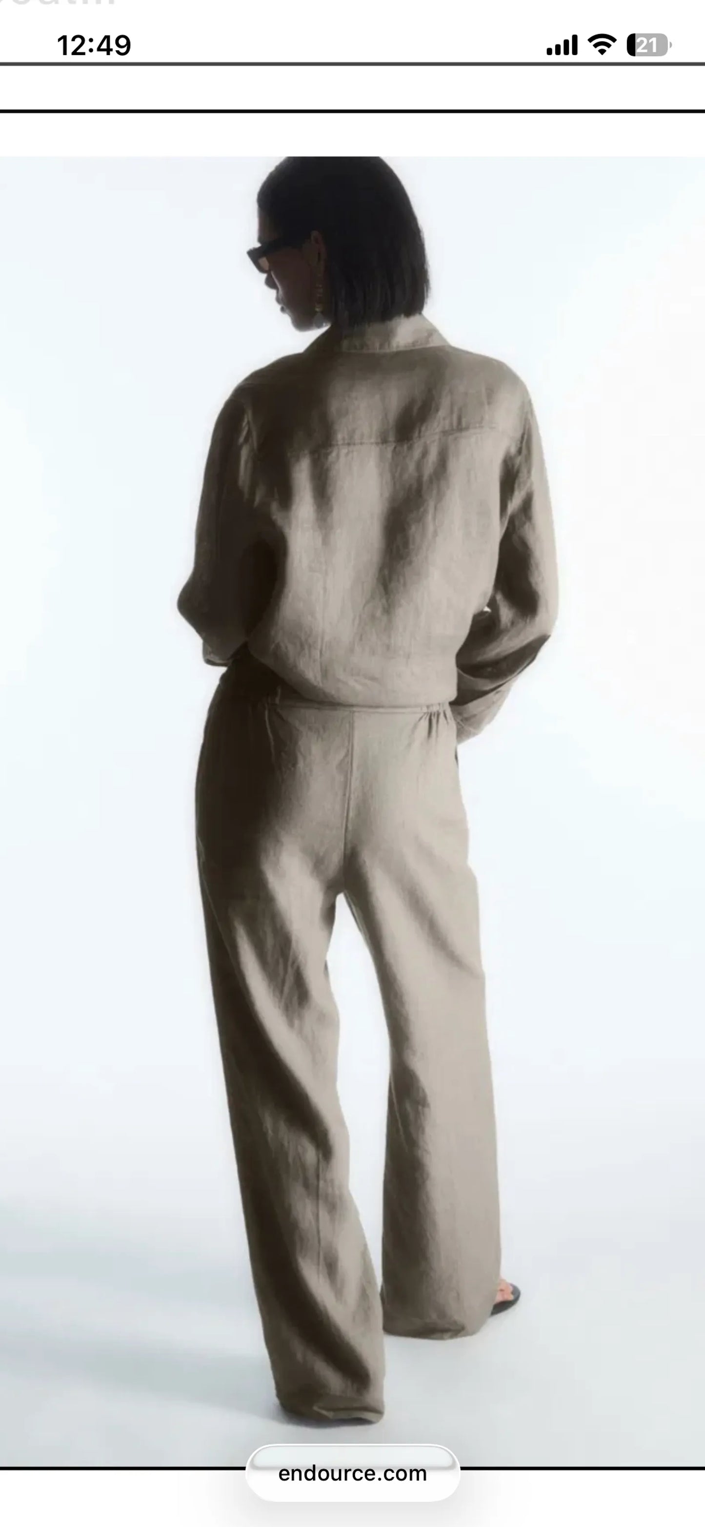 Cos Wide Leg Tailored Linen Stone Trousers