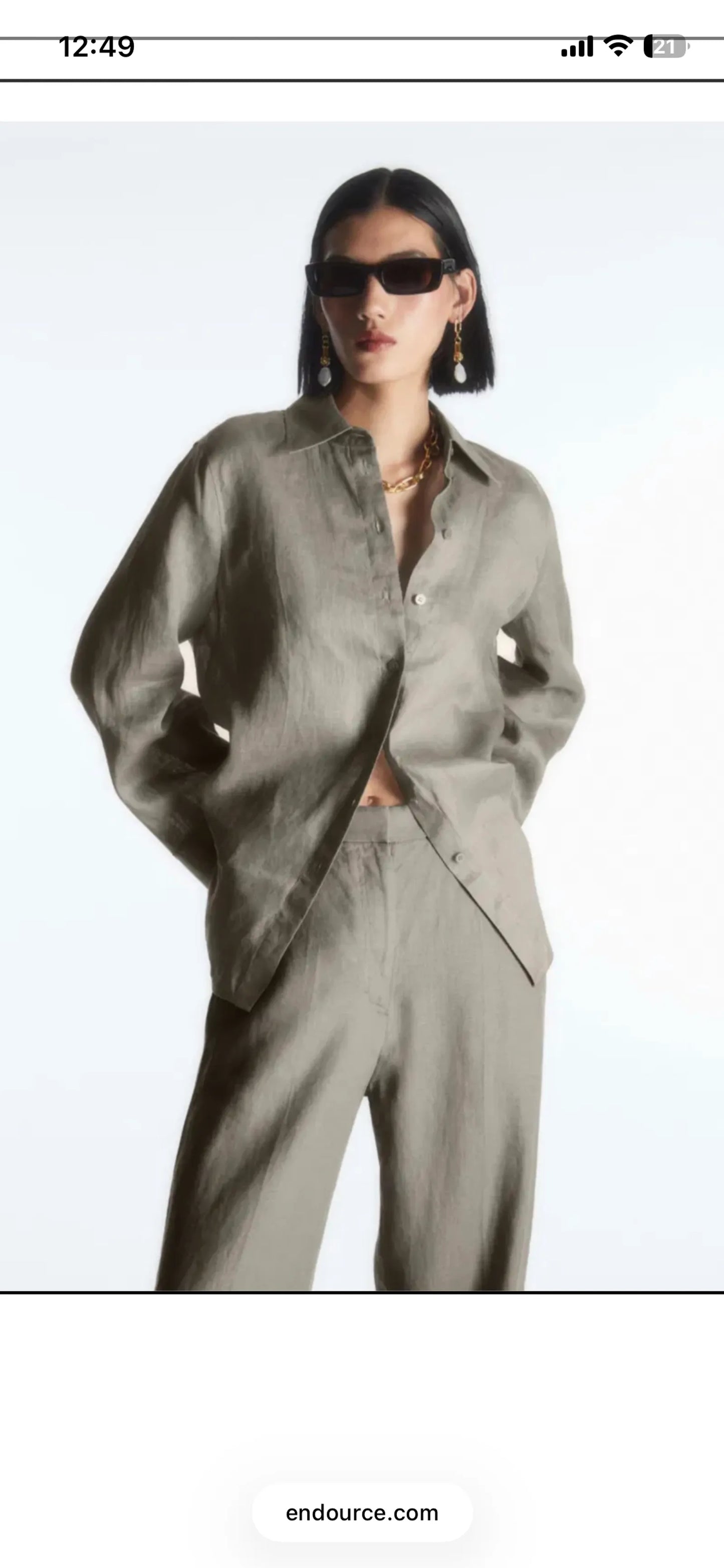 Cos Wide Leg Tailored Linen Stone Trousers