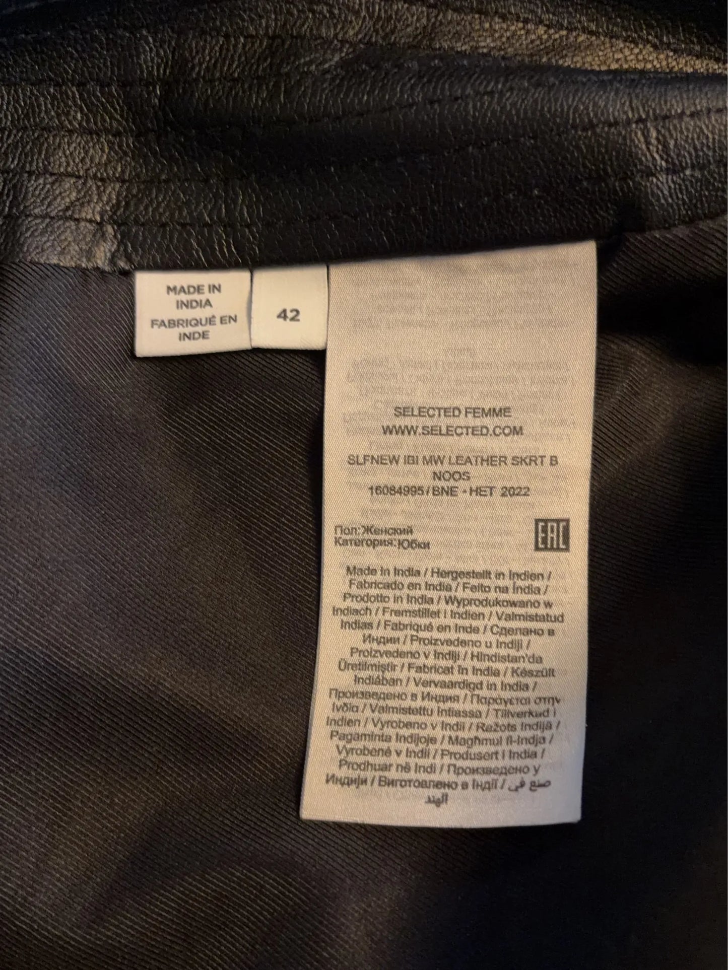 SELECTED Leather B Noos-skinnkjol