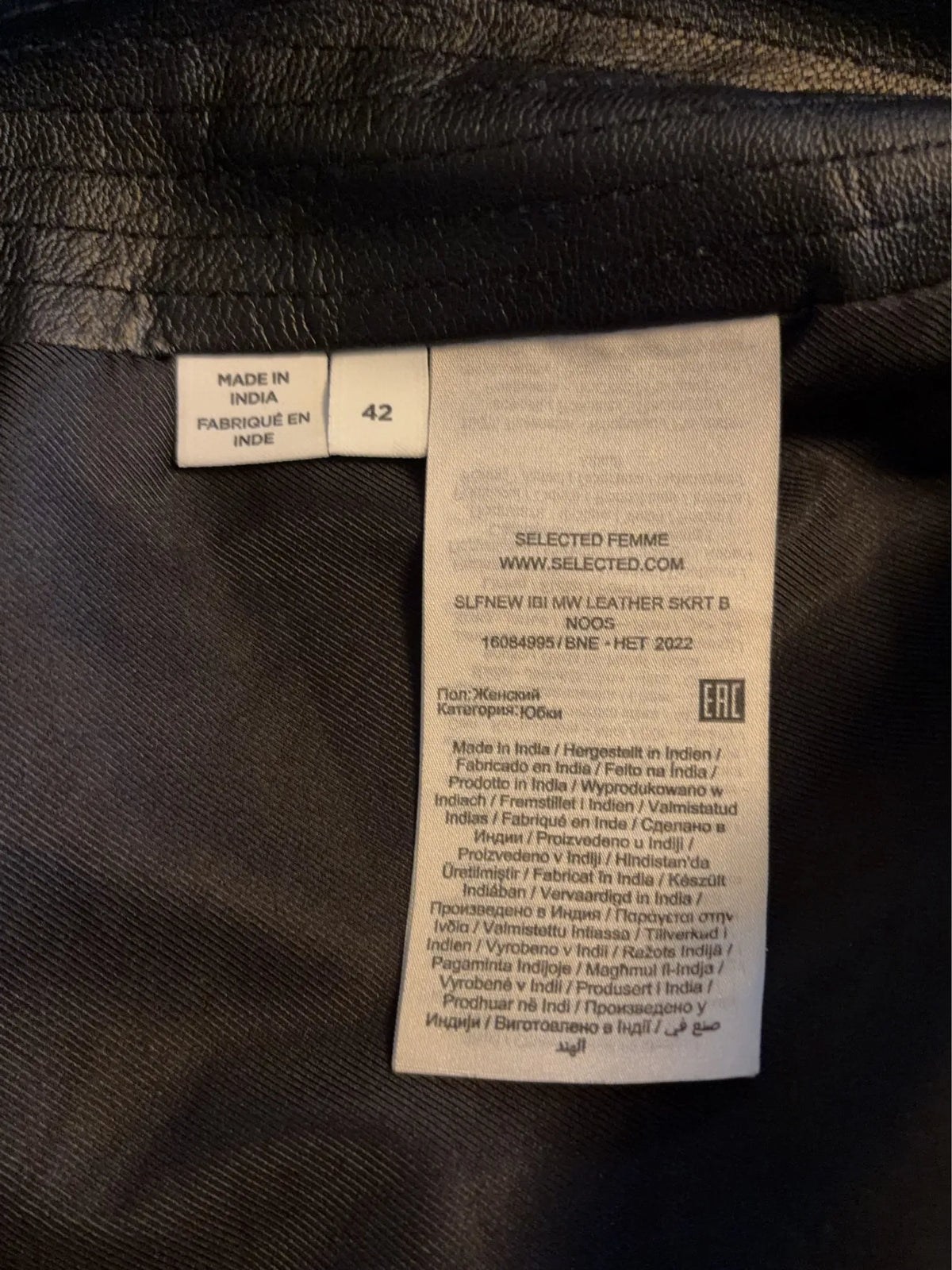 SELECTED Leather B Noos Skirt
