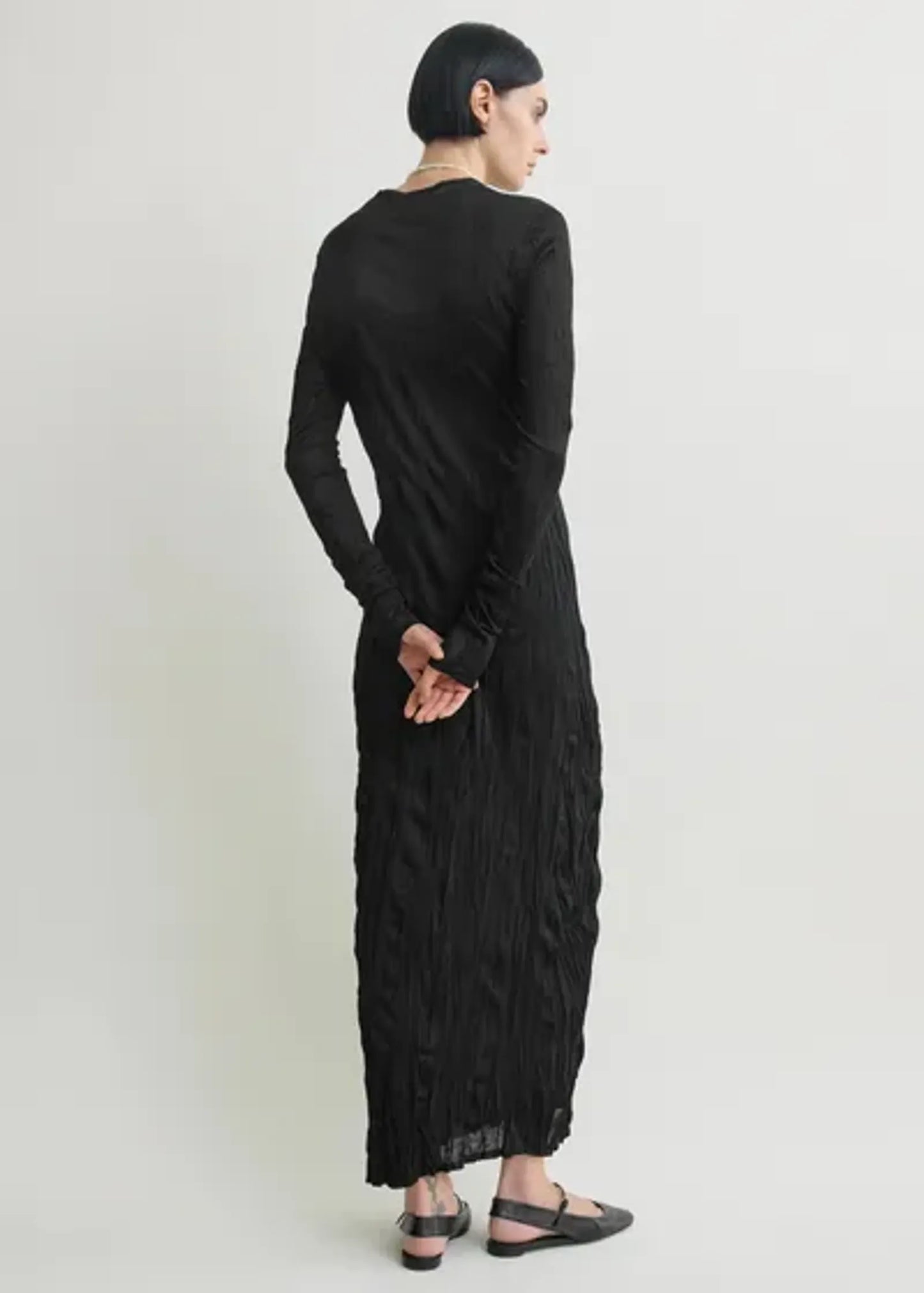 Toteme Crinkled Knit Long-sleeve Black-klänning