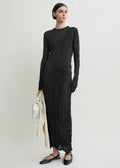 Toteme Crinkled Knit Long-sleeve Black-klänning