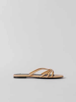 Blankens The Jennie Flat Beige-skinnsandaler NWT