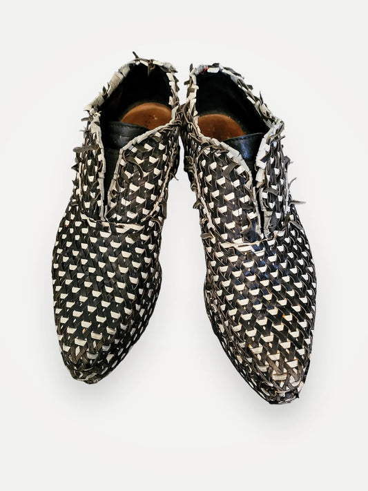 Acne Studios Black Woven Leather Platform Lace Up-skinnloafers