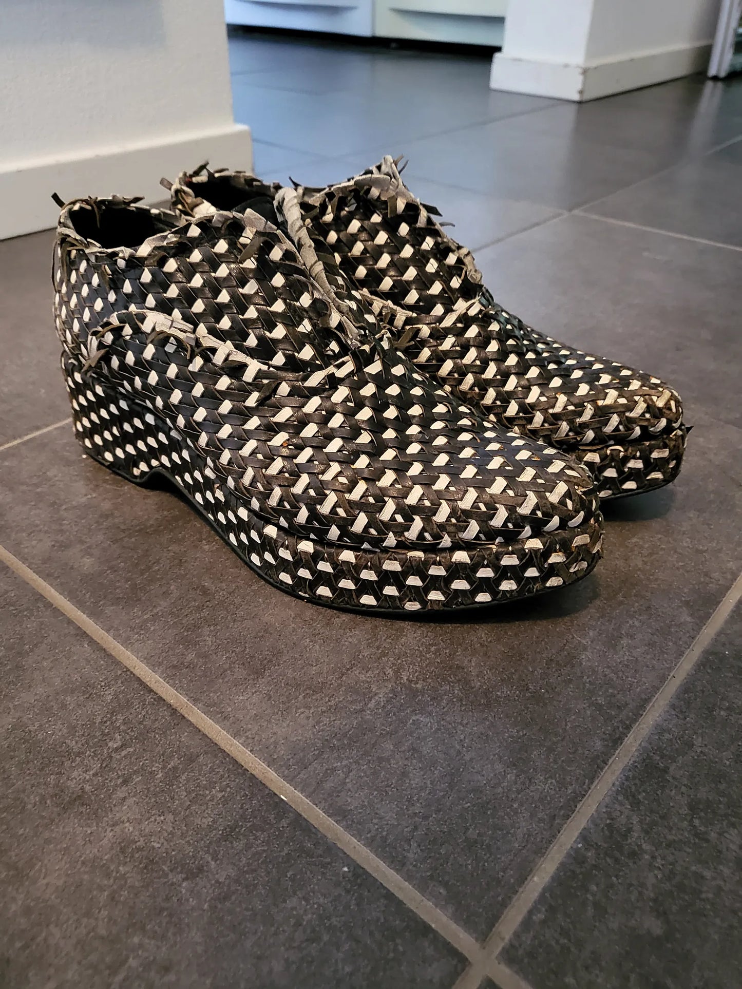Acne Studios Black Woven Leather Platform Lace Up-skinnloafers