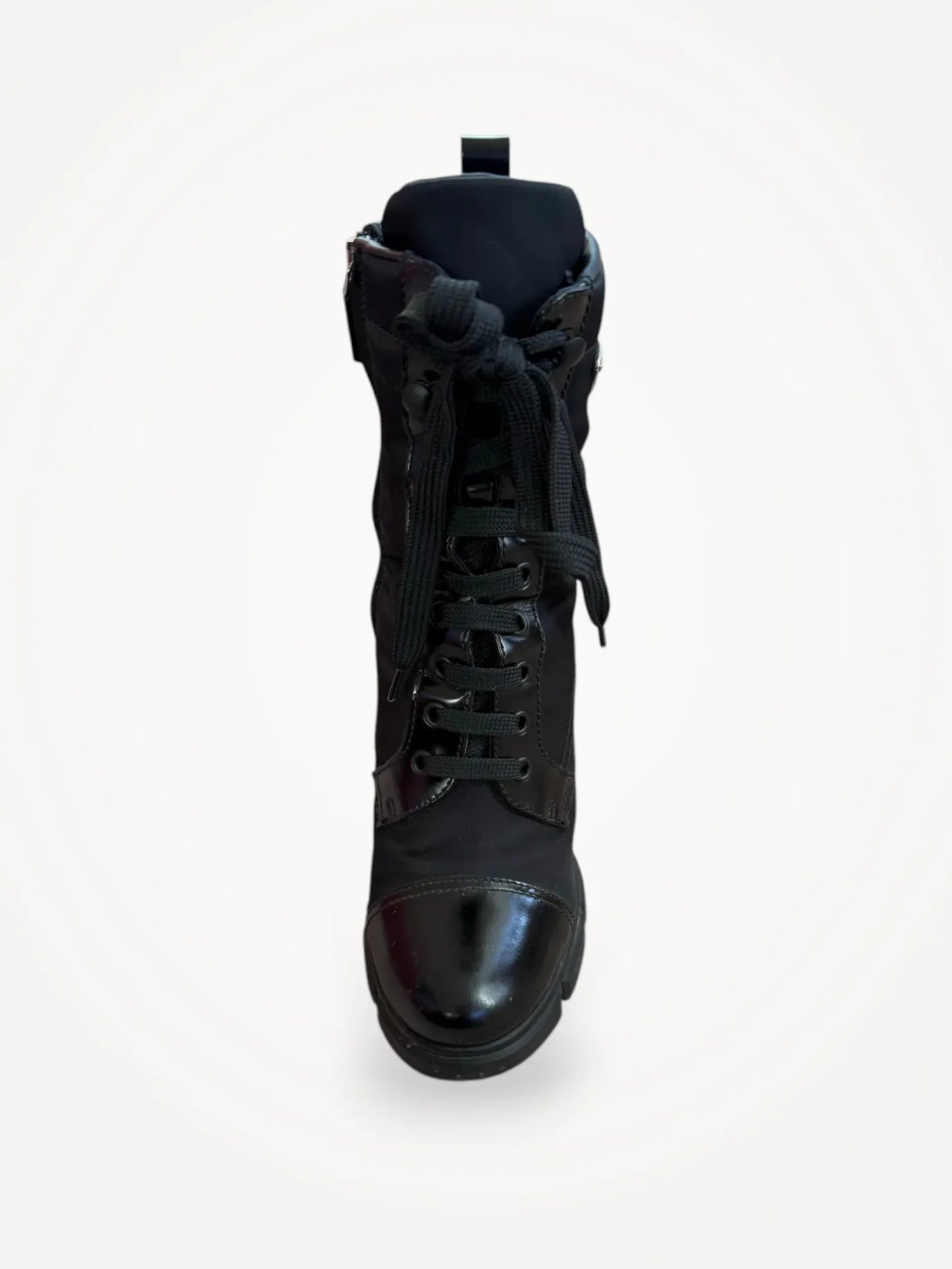 Prada Leather-trimmed Lace-up-kängor