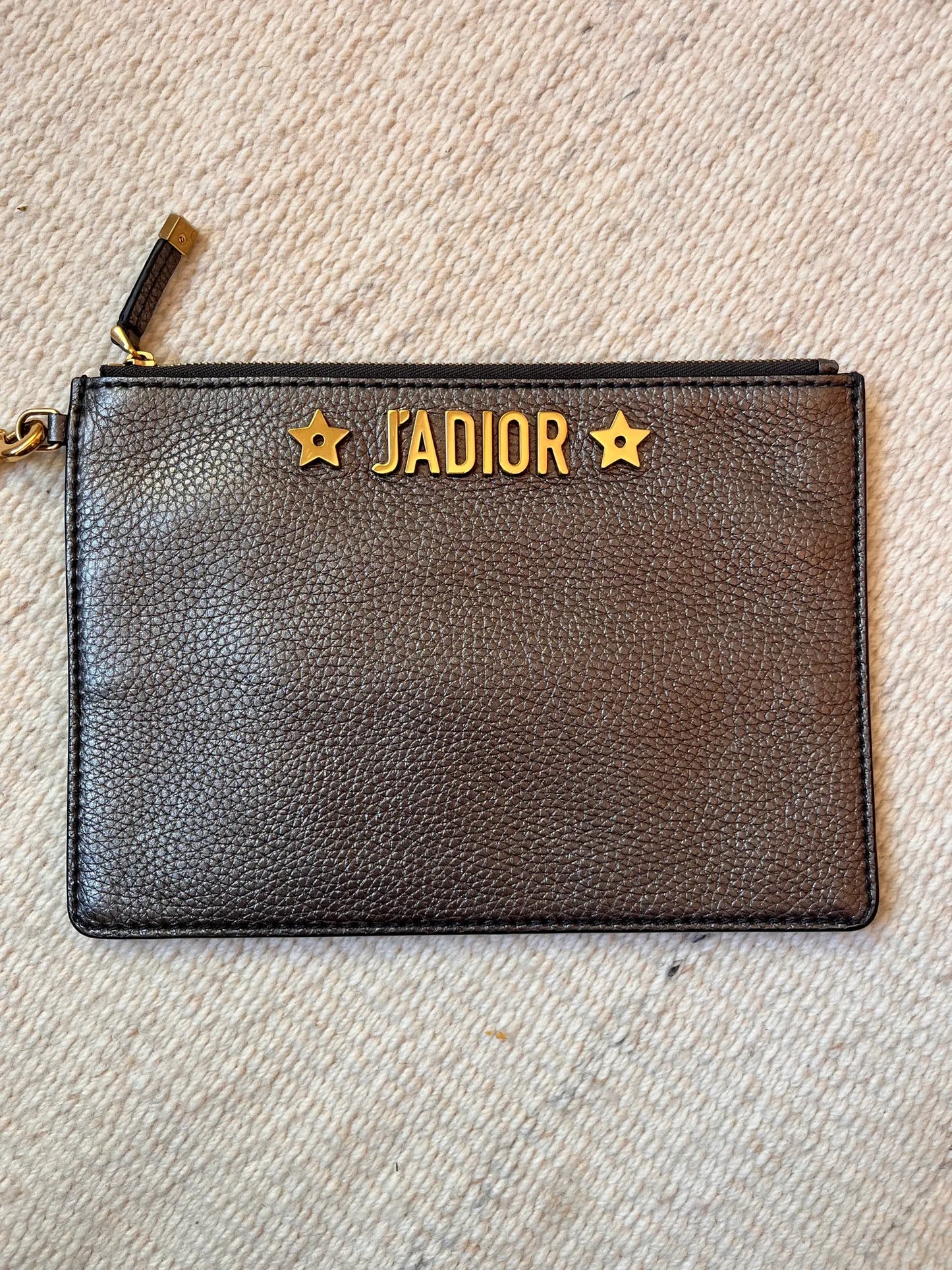 Christian Dior Dior J’adior Leather Zip Pouch / Wristlet – Metallic Bronze Clutch bag