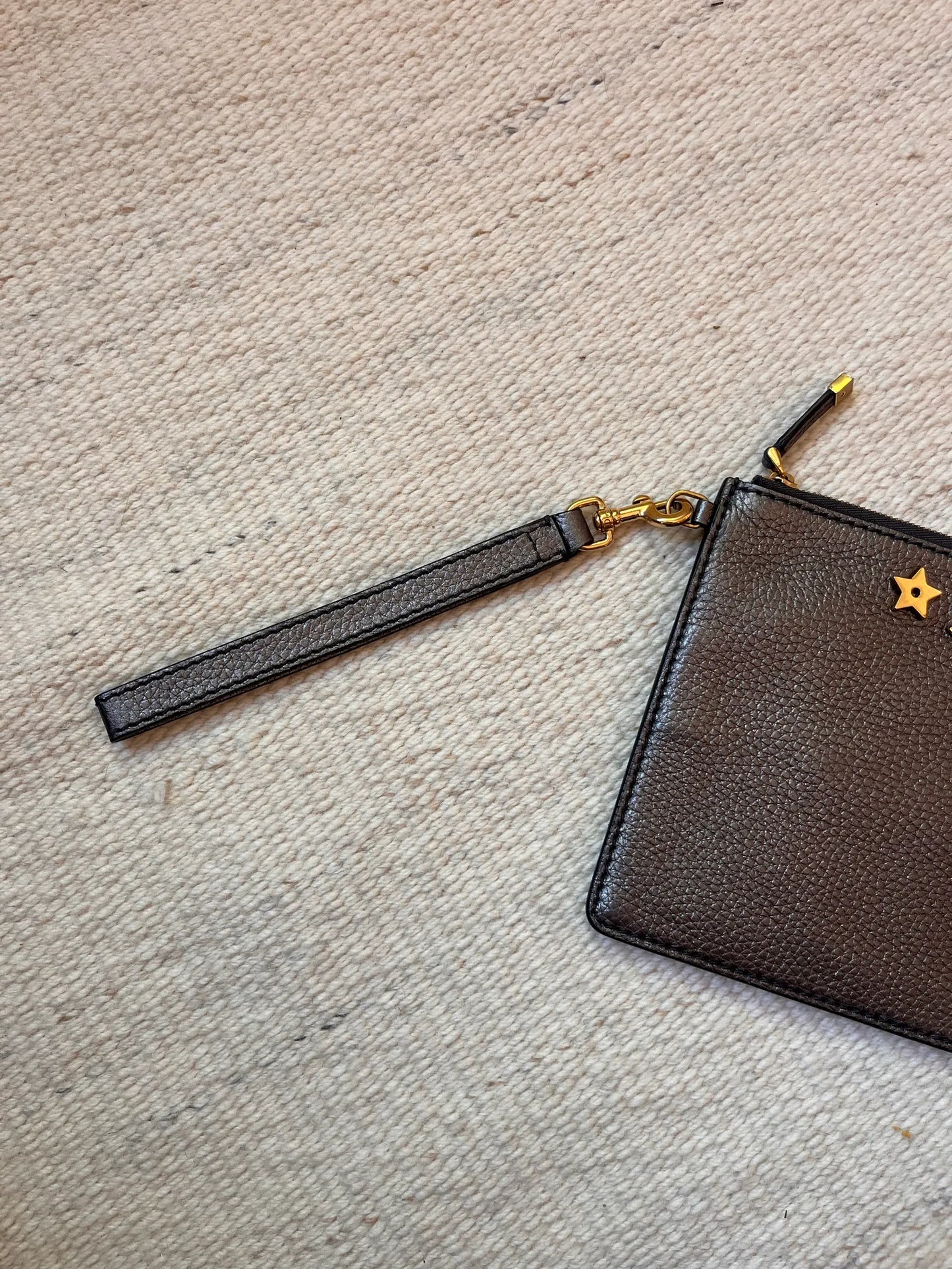 Christian Dior Dior J’adior Leather Zip Pouch / Wristlet – Metallic Bronze Clutch bag